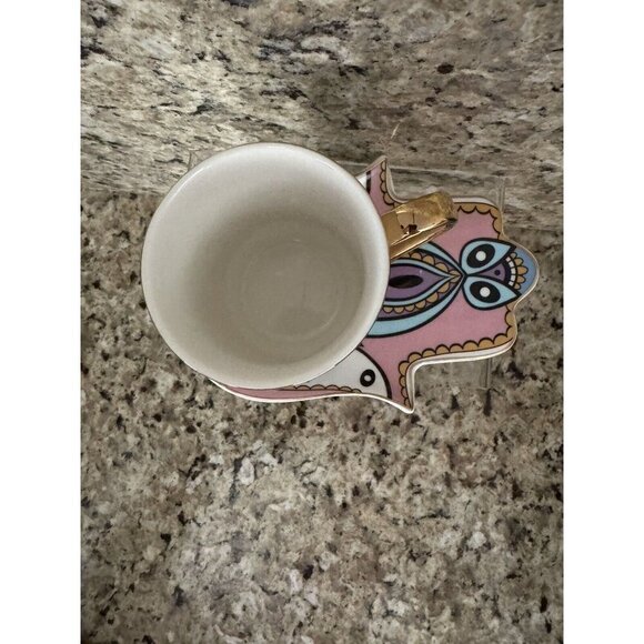 200ml Nazar Evil Eye Ceramic Coffee Cup Hamsa Hand Saucer Dish Mug Drink Tea Cup - Picture 2 of 5